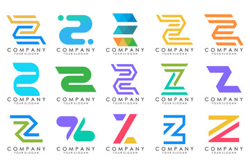 Set of abstract letter z logo design. icons for business of luxury elegant, simple with colorfulness