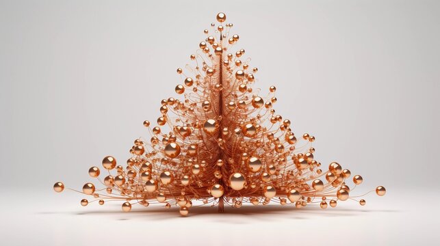 Weihnachtsbaum aus Kupferdraht und Kugeln.