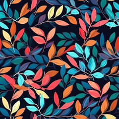 seamless background with autumn leaves texture generative ai