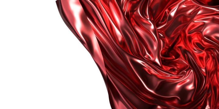 red wave silk satin fabric on white background for grand opening ceremony other occasion