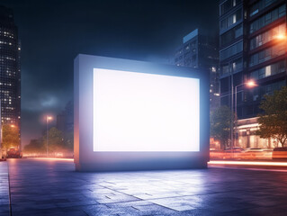 Blank billboard in the city at night. Mockup. Generative AI