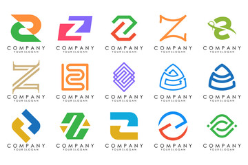 Set of abstract letter z logo design. icons for business of luxury elegant, simple with colorfulness