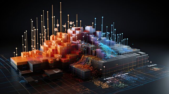 3d render of concept data visualization collection