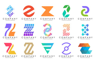 Set of abstract letter z logo design. icons for business of luxury elegant, simple with colorfulness
