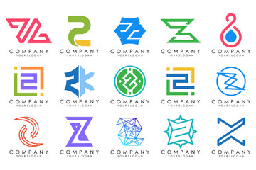Set of abstract letter z logo design. icons for business of luxury elegant, simple with colorfulness