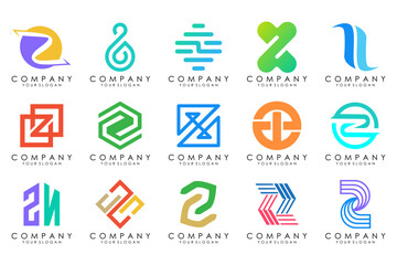 Set of abstract letter z logo design. icons for business of luxury elegant, simple with colorfulness