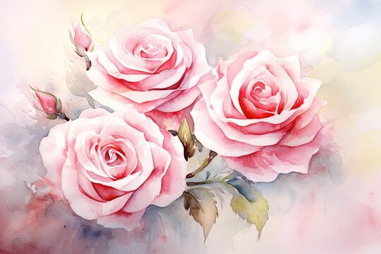 Dreamy Pink Roses: A Watercolor Painting for Valentine's Day