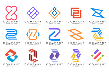 Set of abstract letter z logo design. icons for business of luxury elegant, simple with colorfulness