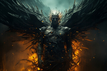 Obraz premium Picture made with generative AI of male strong demon with huge wings