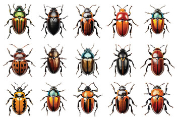 Beetle insect vector set isolated on white