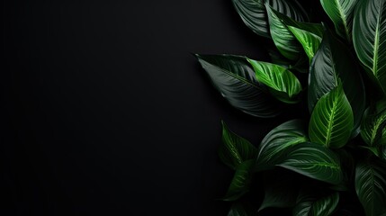 Green Plants on Black Background