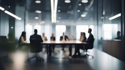 Soft of blurred people meeting at table. Abstract blurred office interior space background - Powered by Adobe