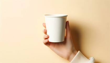 Hand Cradling Cup Against a Gentle Pastel Backdrop: Perfect Canvas for Branding & Showcasing