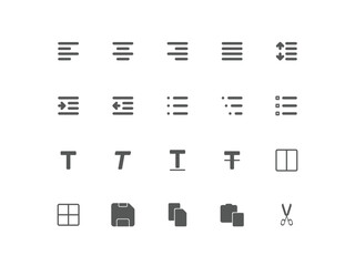 Text editor icon set for your design. Web icons pack with flat style