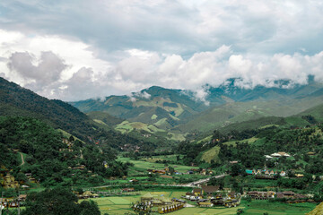 The mountain views of Nan Province, Thailand are landscape images that are comfortable to look at and suitable for tourism.