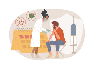 Vaccination of adults isolated concept vector illustration. Flu vaccination of adult, grown up immunization schedule, vaccine-preventable diseases list, general medical practice vector concept.