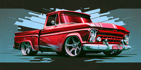 illustration of a muscle cars pickup in vector design, simplicity design of muscle truck