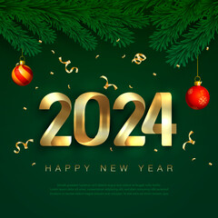 happy new year 2024 Golden numbers,greeting card