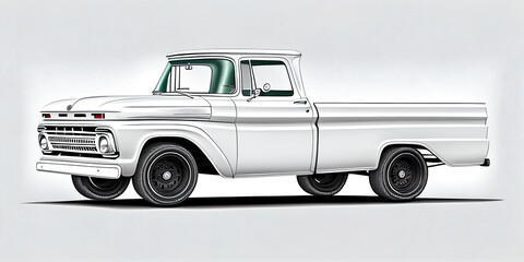 illustration of a muscle cars pickup in vector design, simplicity design of muscle truck - obrazy, fototapety, plakaty