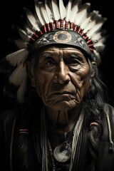 a vintage black and white photo of a Native American