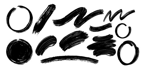 Brush pattern set. Brushstroke paintbrush template splashes grunge.