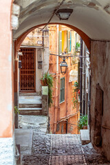 Fototapeta na wymiar Picturesque street in Liguria, Italy