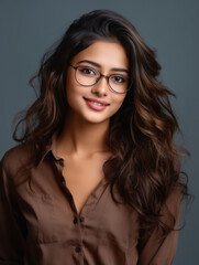 Fototapeta premium Indian woman wearing glasses, smiling