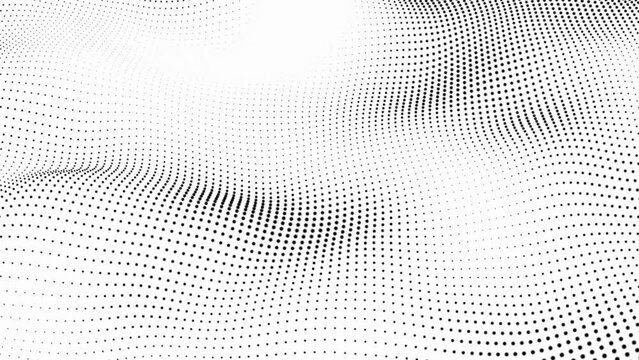 White abstract background and black dot. Futuristic, Modern, Digital, Abstract and technology dots wave background. Dot pattern with halftone effect. Digital Dot background animation.