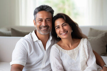 Indian couple smiling while hugging each other - Powered by Adobe