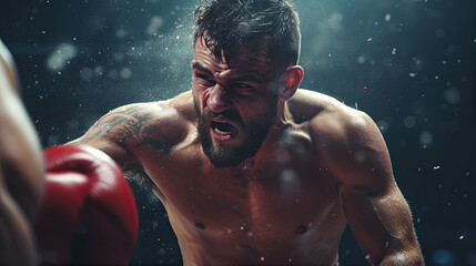 About the sport of professional boxing, Heavy Bag Workout: A boxer strikes a heavy bag with power and precision, demonstrating their strength and training regimen