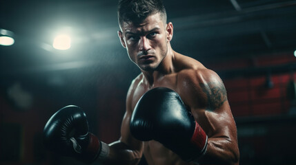 About the sport of professional boxing, Heavy Bag Workout: A boxer strikes a heavy bag with power and precision, demonstrating their strength and training regimen