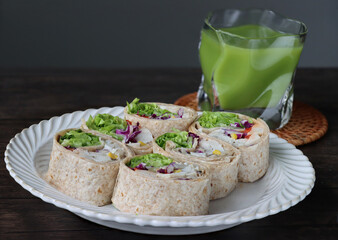 Fresh tortilla wraps with chicken and fresh veggies