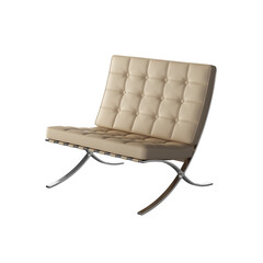3d rendering of Knoll Barcelona chair with natural leather