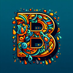 letter “B” in the center modern typography with Indian colors festival