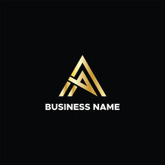 Gold color Initial letter a logo design template vector and fully editable