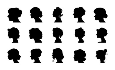 Woman head silhouette, face profile isolated on white background