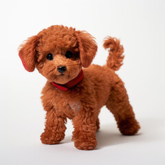 Close up a poodle-toy dog, Angle to capture the whole body, studio photo, White background