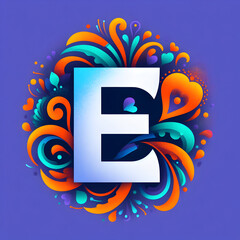 letter “E” in the center modern typography with Indian colors festival