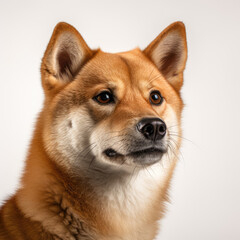 Close up a Shiba inu, Angle to capture the whole body, studio photo, White background