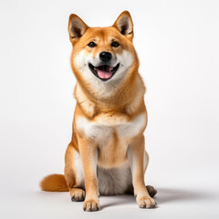 Close up a Shiba inu, Angle to capture the whole body, studio photo, White background