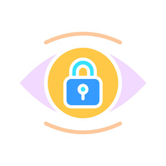 Closed lock in eye line icon. Security, protection, key, door, password, secret, safe, hacking. Vector color icon on a white background for business and advertising.