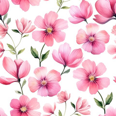 seamless pattern of pink flowers. abstract flowers, brush stroke.