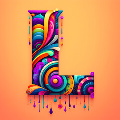letter “L” in the center modern typography with Indian colors festival