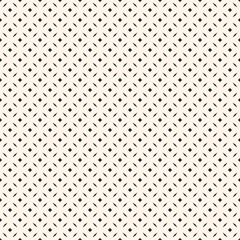 Vector abstract floral geometric seamless pattern. Simple black and white background. Minimal geometric leaf ornament. Elegant graphic texture with small diamond shapes, stars, grid. Repeat geo design