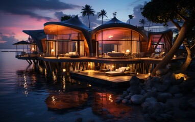 Glass hotel on the river