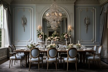 Fototapeta na wymiar Design an elegant dining room for formal dinner parties