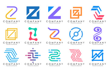Set of abstract letter z logo design. icons for business of luxury elegant, simple with colorfulness