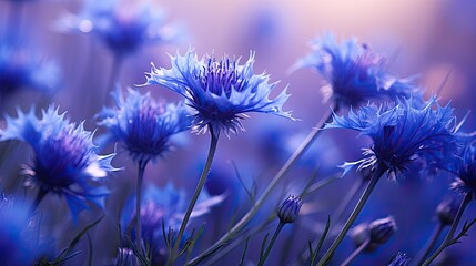 Cornflower Corners: Blue cornflowers strategically placed at corners, guiding the eyes while leaving ample negative space