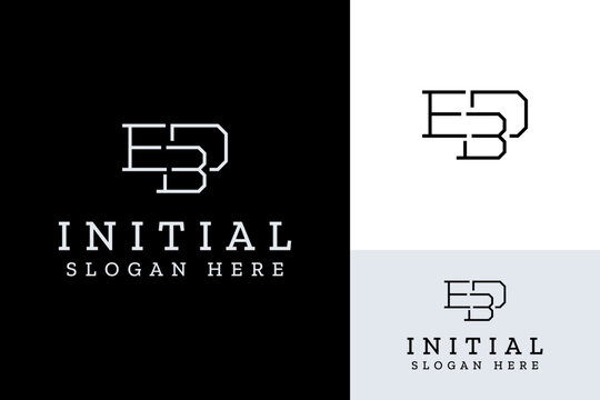 Vintage Modern Monogram Initial E D B Monoline Masculine Logotype Logo Design Branding Template