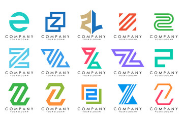 Set of abstract letter z logo design. icons for business of luxury elegant, simple with colorfulness